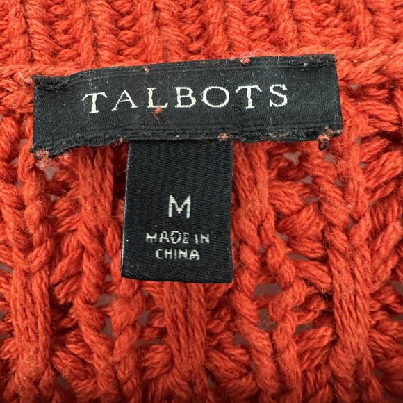 Talbots Sweater Womens Medium Rust Orange Cable Knit Pullover Wool Blend Chunky - Picture 5 of 8